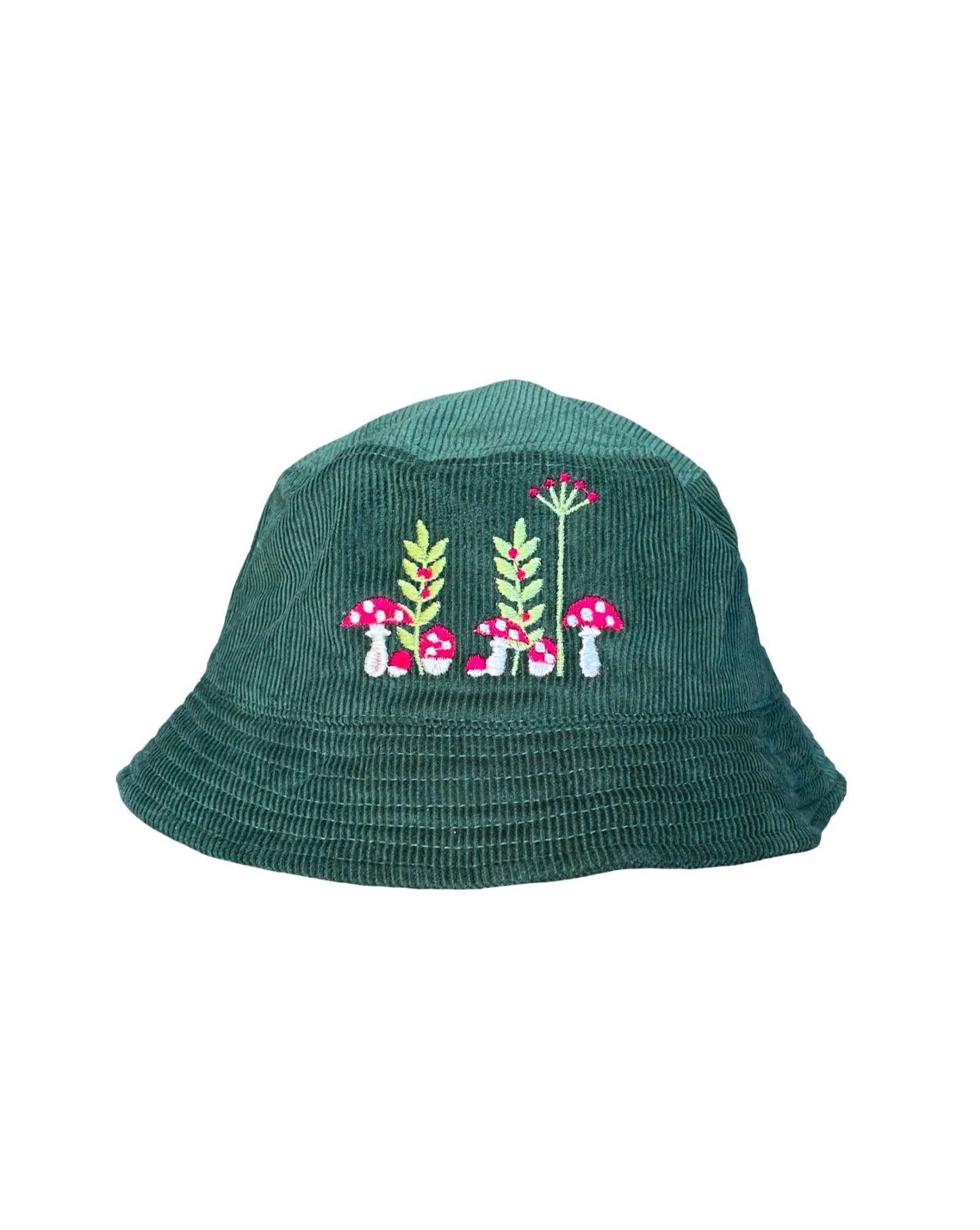 Green Mushroom Forest Corduroy Bucket Hat