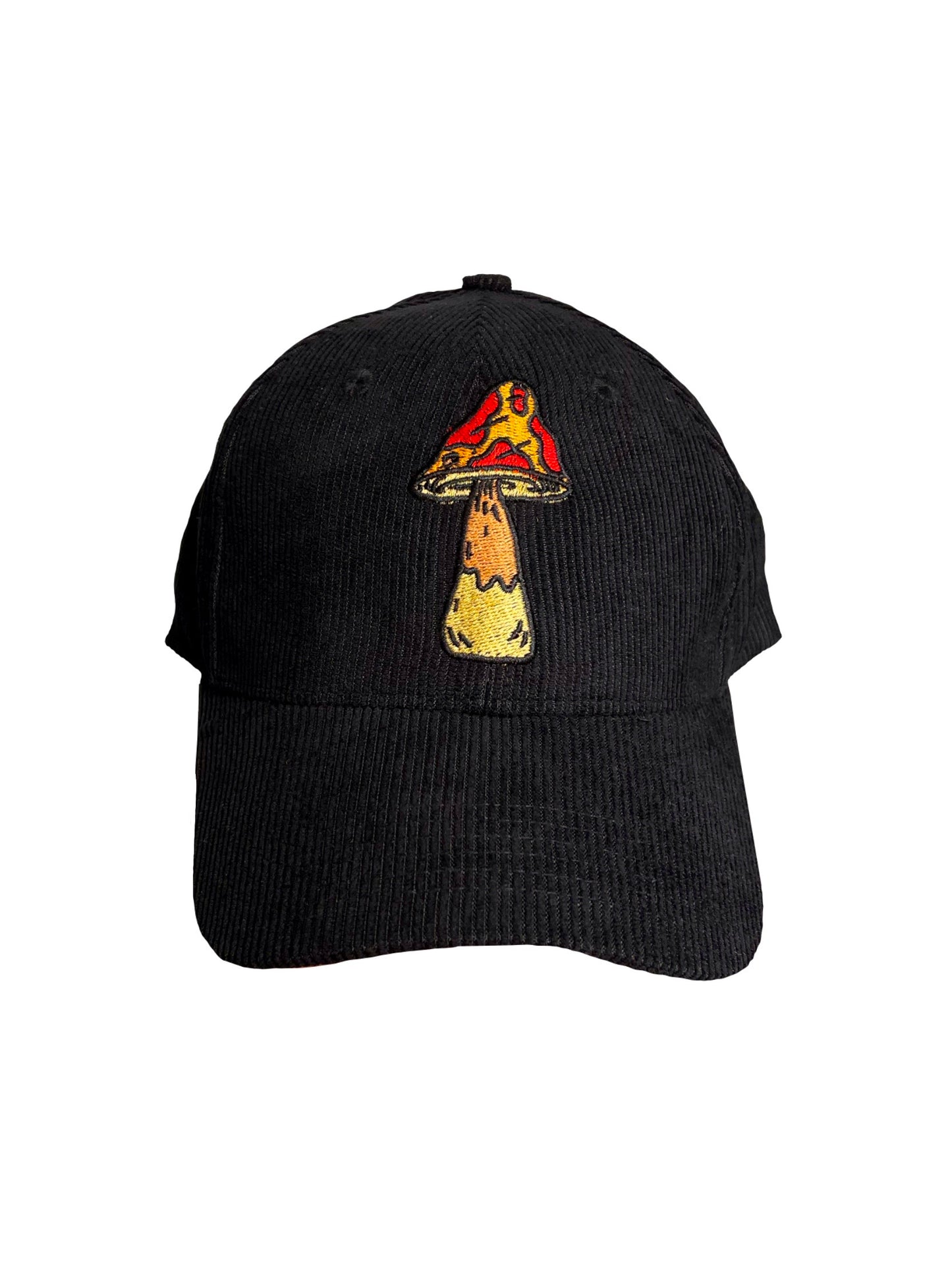Black Corduroy Mushroom Baseball Cap