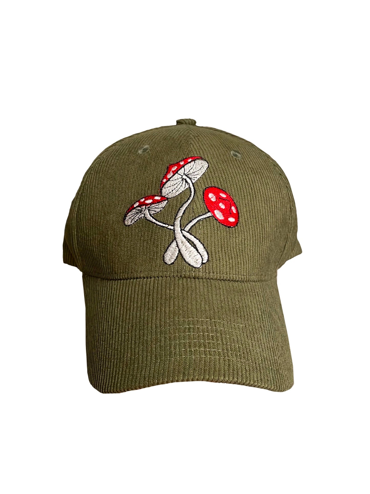 Olive Green Corduroy Mushroom Baseball Cap