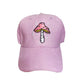 Pink Corduroy Embroidered Mushroom Cap