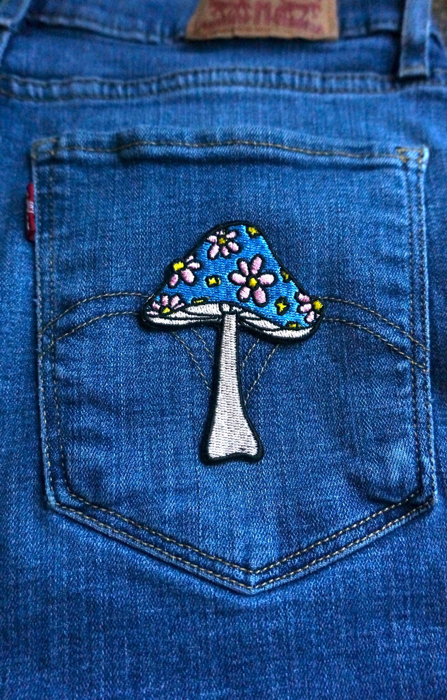 Blue Flower Mushroom Patch