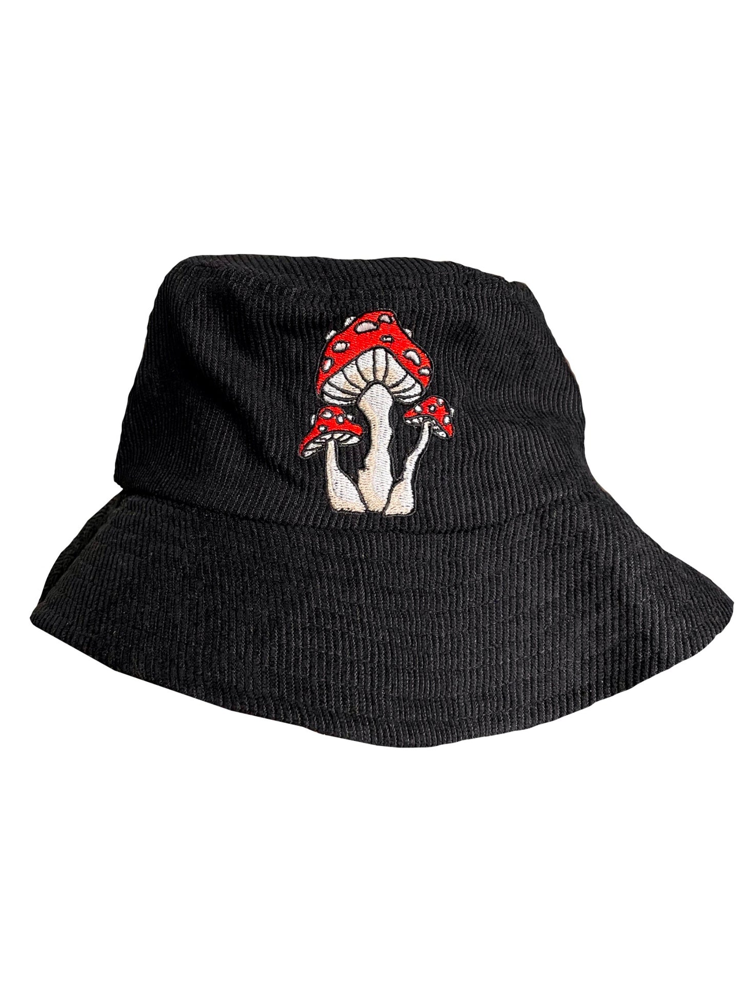 Black Corduroy Mushroom Bucket Hat