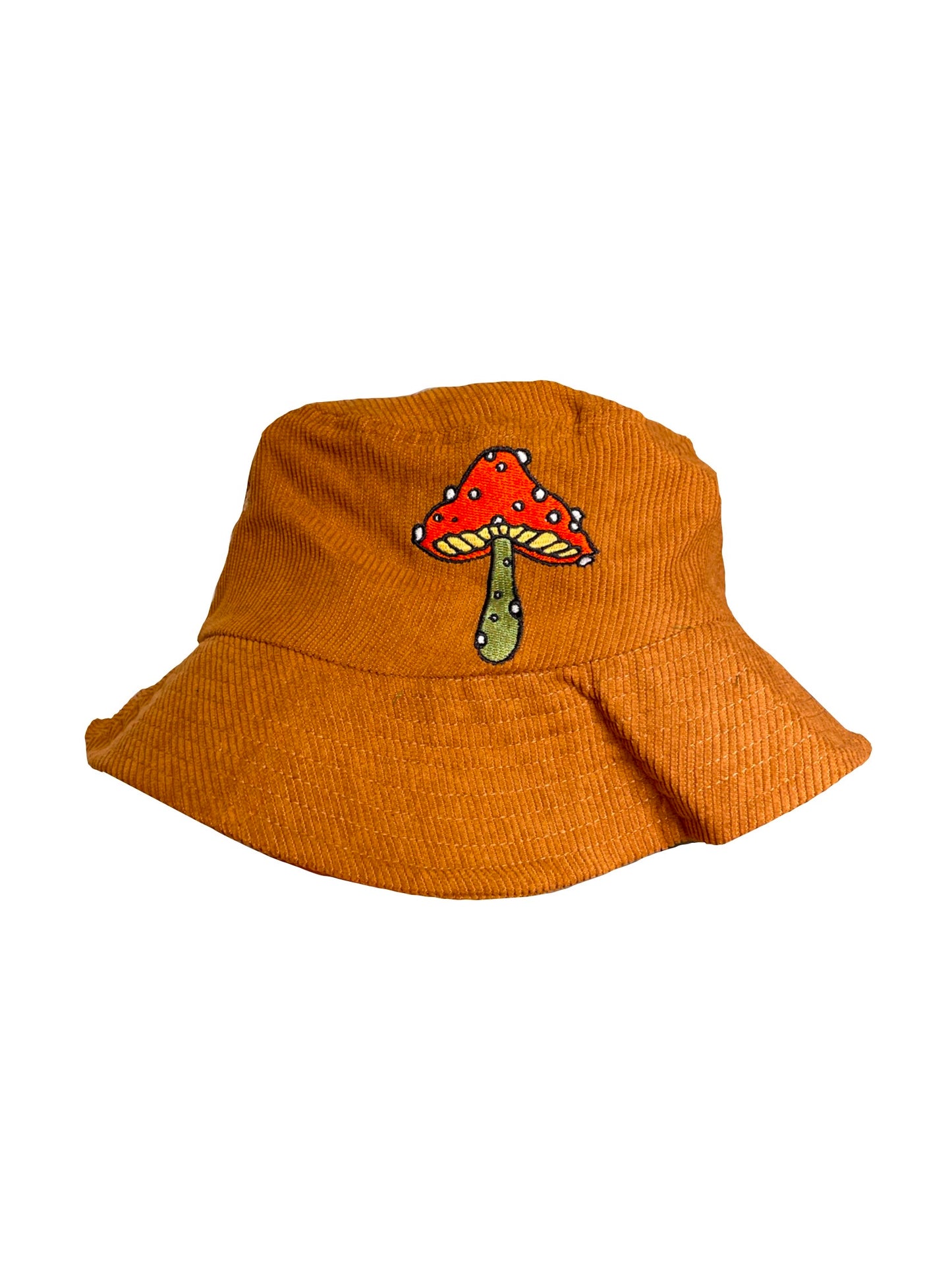 Brown & Red Corduroy Mushroom Bucket Hat