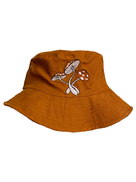 Brown Corduroy Mushroom Bucket Hat