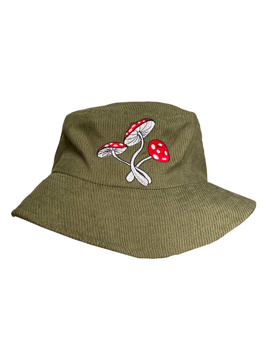 Green Corduroy Mushroom Bucket Hat